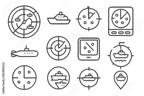 Marine navigation and radar system targets including ships and submarine