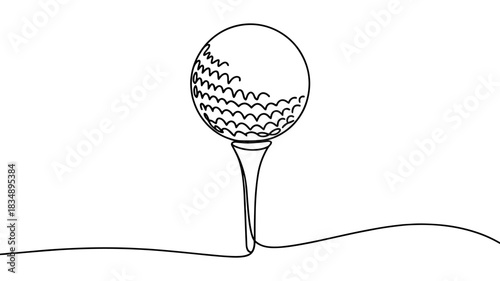 a golf ball resting on a tee, symbolizing sport, precision, training, and outdoor recreation.