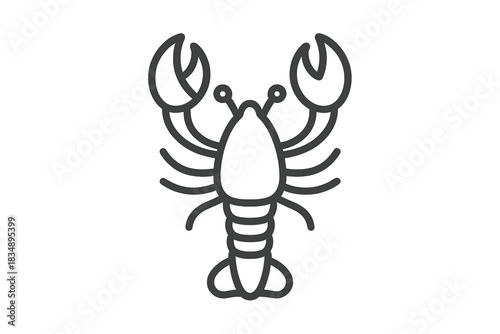 Simple bold line art representation of a marine crustacean, a lobster or crayfish
