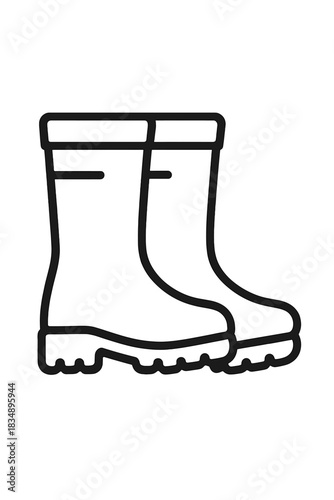 Pair of waterproof rubber boots for gardening and rainy weather protection