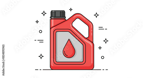 Red Oil Container: Automotive Lubricant for Engine Maintenance.