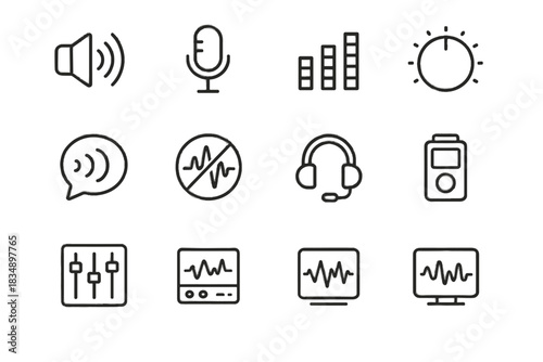 Noise mixer icon control recording echo audio vector sound effects filter
