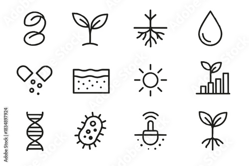 Network icon dna sensor bio soil nutrient vector meter seed microbe