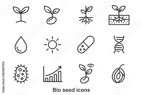 Dna icon pod seed helix sensor capsule vector soil network sun bio