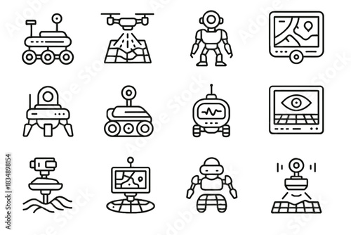 Vector console virtual smart robot responsive tracking terminal futuristic scouts ai mapping