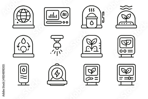 Eco vector icon water energy smart console interactive responsive ai tech hub