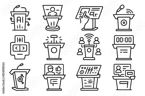 Podium audience controller icons slide vector icon smart hub panel console