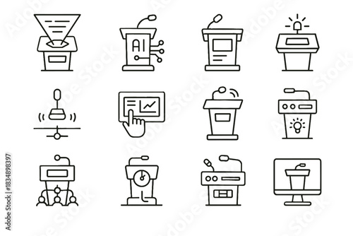 Vector icons podium smart hub connected overlay ai icon module console panel