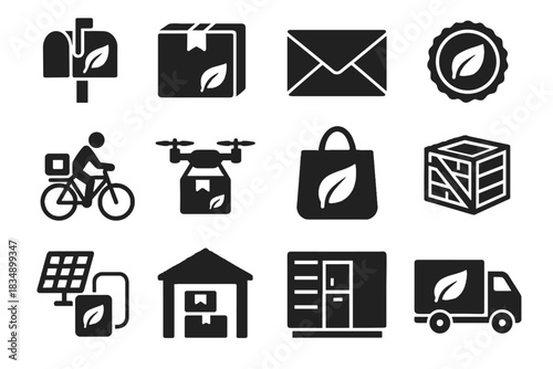 Icon icons courier drone eco mailbox vector postal bag package charger envelope