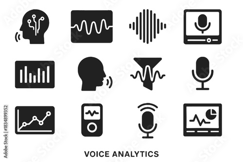 Icon display analytics vector speech icons dashboard voice command voiceprint chart digital