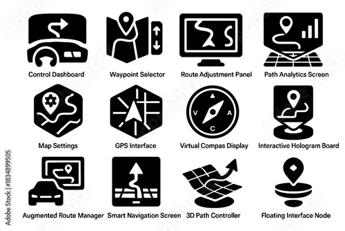Icons augmented ar icon interface board manager dashboard display adjustment screen vector