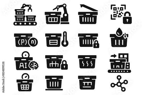 Vector opening logistics crate humidity monitoring icon smart integration automation tracking weight