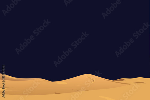 a simple illustration of golden sand dunes beneath a dark night sky