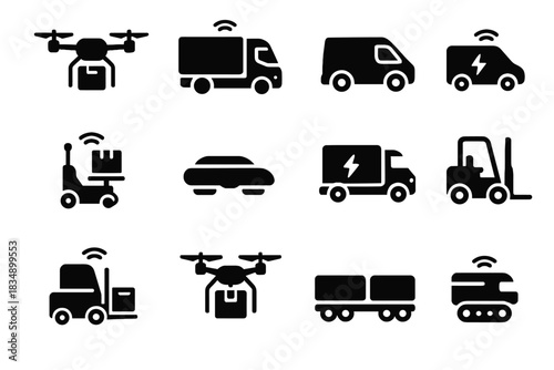 Vector mover smart virtual robot pod robotic pallet electric supply drone icon