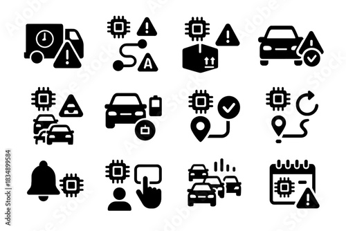 Alert vector icon route battery icons signal warning automated ai low fleet