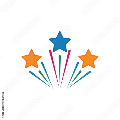 Colorful icon for sparkling of colorful stars