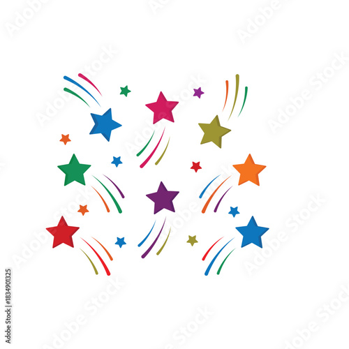 Colorful icon for colorful pattern of shooting stars
