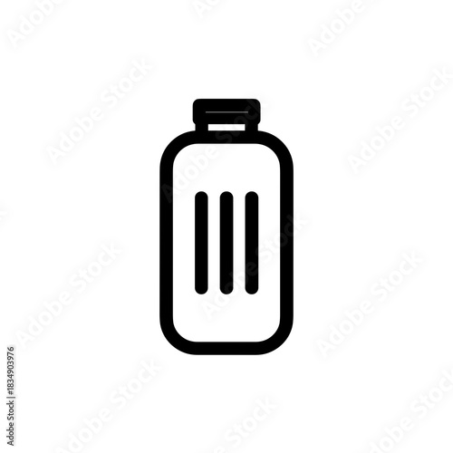 Black and white hot water bottle icon with vertical heat lines in a simple rounded design