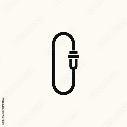 Black linear icon of an intubation tube with a connector positioned on the lower right