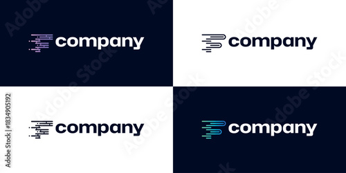 F Initial Speed, Data, and Technology Vector Logo Design Template
