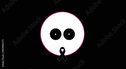 Silent scream: abstract face with black ribbon symbolizes awareness and support, creating