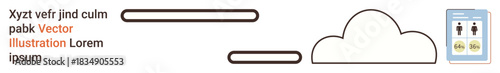 Technology, cloud storage, data transfer, file sharing, digital connectivity, document systems. Minimalistic design of cloud and lines. Technology and cloud storage