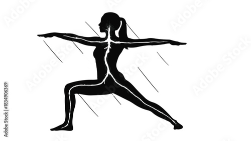 Silhouette of a woman in a yoga pose, highlighting the body's nervous system.
