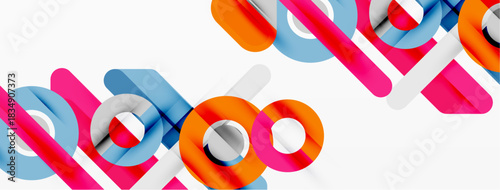 Abstract colorful shapes overlap, creating dynamic composition. Bright hues suggest modern design, playful energy.