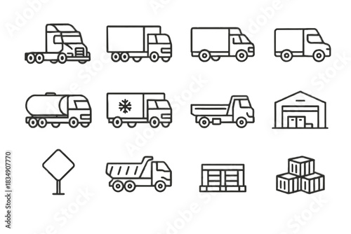 Pallet flatbed freight refrigerated vector double road icon truck tank warehouse