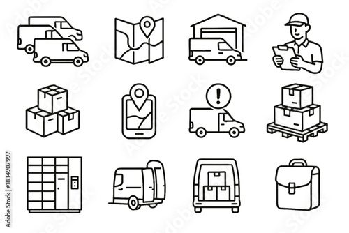 Tracker rear vector delivery bag icon locker dock side icons van parcel