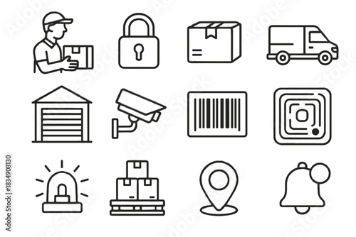 Tag icon gate alert barcode delivery vector parcel up label notification icons
