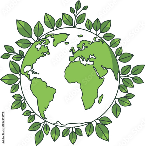 Promote global sustainability and conservation with this Earth and foliage art