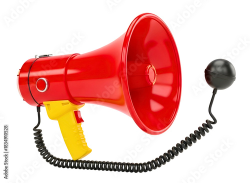 Wallpaper Mural Bright red megaphone with yellow handle isolated on transparent background Torontodigital.ca