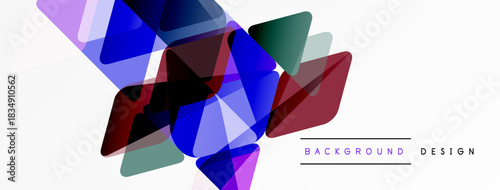 Abstract geometric shapes overlap, creating vibrant color gradients. Modern design element for backgrounds, presentations. Minimalist style.