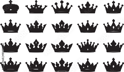 Collection of various crown silhouettes royal king