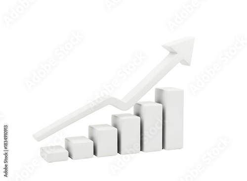 Wallpaper Mural Increasing business growth represented by a 3d bar chart with an upward trend arrow isolated on transparent background Torontodigital.ca