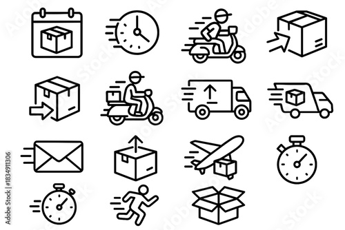Mail shipping same parcel vector box icon cargo air quick day fast