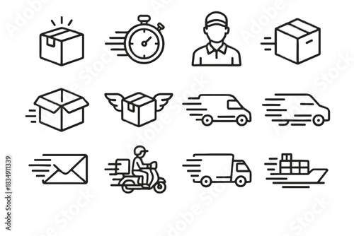 Priority vector package fast icon courier envelope shipping icons rider letter urgent