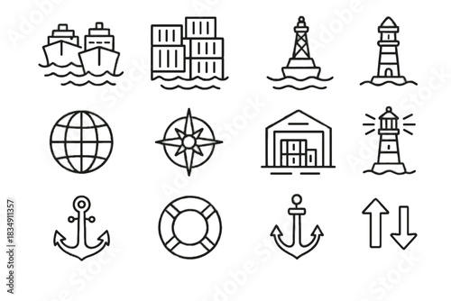 Box vector cargo fleet multiple container icon shipping arrows navigation icons stacks
