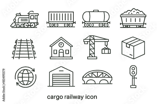 Car icon vector railway warehouse cargo shipping tower train engine icons light