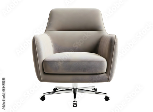 Wallpaper Mural A modern light gray upholstered office chair with a chrome swivel base and casters isolated on transparent background Torontodigital.ca