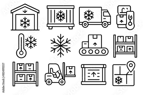 Cold icon logistics vector sensor symbol temperature map belt storage industrial freezer