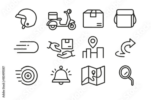 Handoff delivery food vector fast wheel trail pin motion icon courier scooter