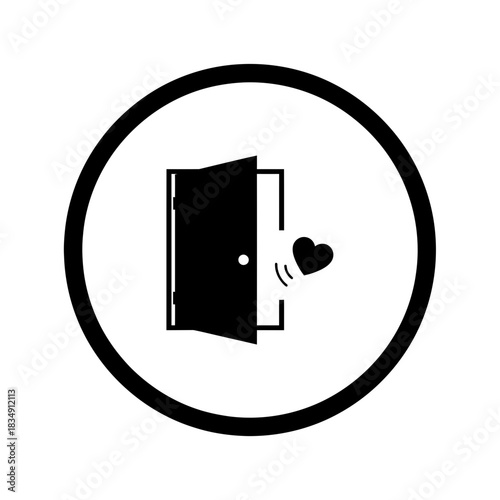 Minimalist door opening to a heart shape