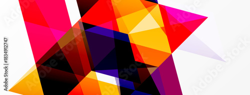Abstract geometric composition. Vivid colors intersect, creating dynamic shapes. Modern design, bold contrasts, visual energy.
