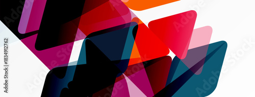 Abstract composition featuring overlapping colorful shapes. Dynamic arrangement creates visual interest, modern aesthetic.