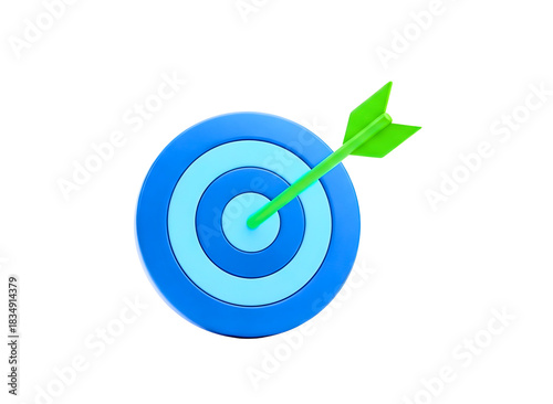 Wallpaper Mural Green arrow successfully hitting a circular blue target board, symbolizing goal achievement and accuracy isolated on transparent background Torontodigital.ca