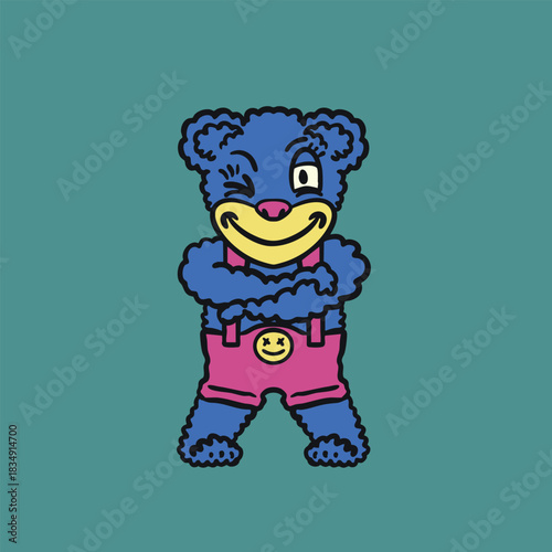 blue bear doll cartoon character for clothing and kids wear needed