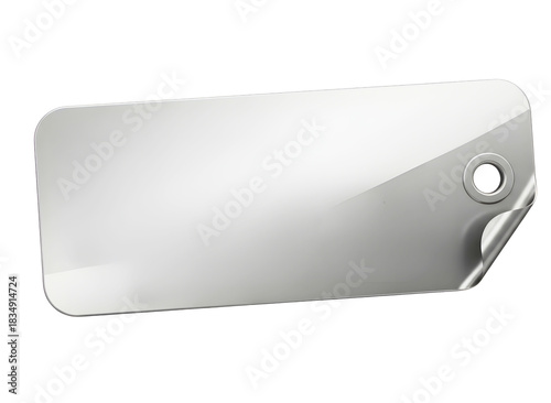 Wallpaper Mural A blank silver metallic tag with rounded corners and a hole for attachment isolated on a white background. isolated on transparent background Torontodigital.ca