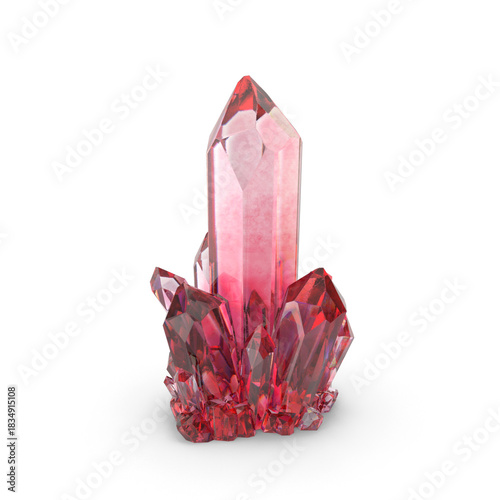 Raw pink crystal cluster with sharp transparent points and natural shine